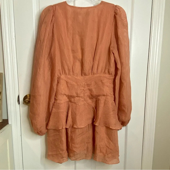 Revolve MINKPINK Tahlia Tiered Chiffon Mini Dress Terracotta SMALL Plung… - Picture 7 of 16